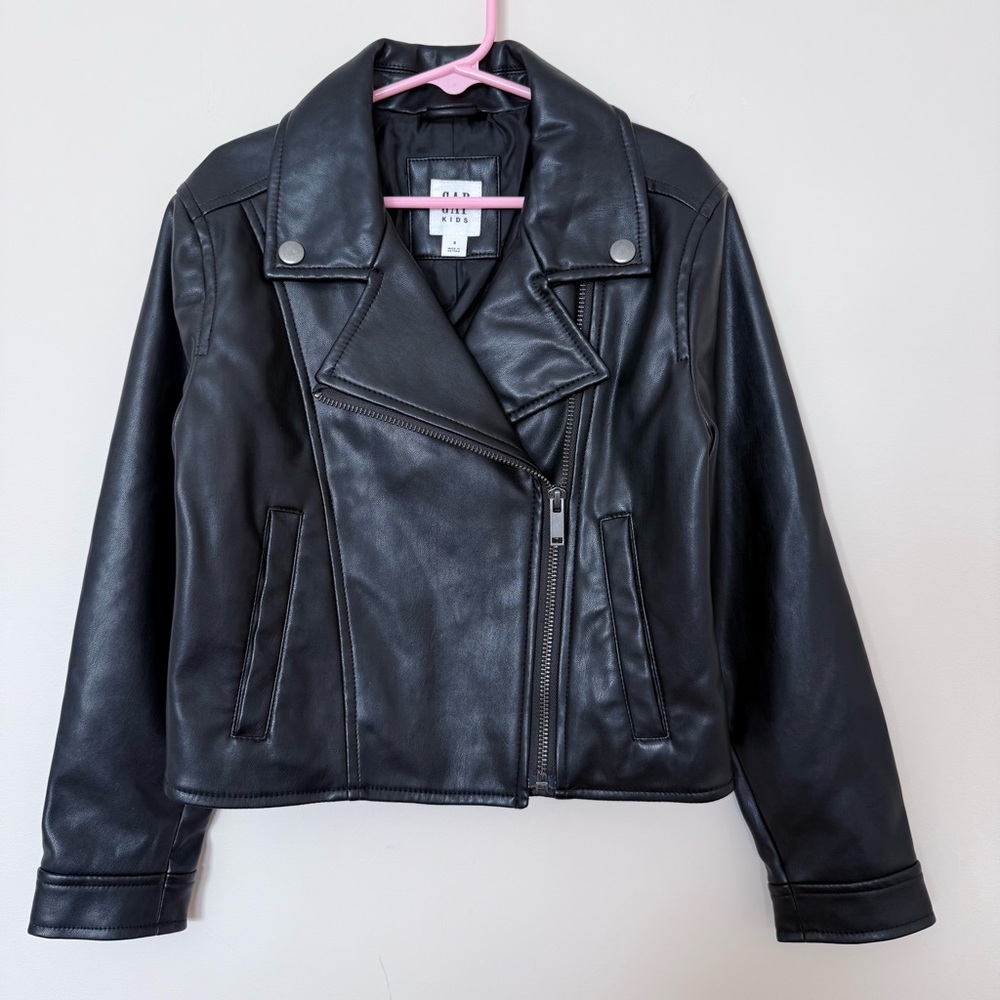 GAP Kids Girl Moto Faux Leather Jacket size small - Picture 2 of 10